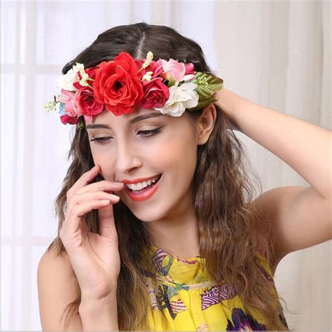 Bohemian Bridesmaid Flower Headband Adjust Floral Headband Wreath