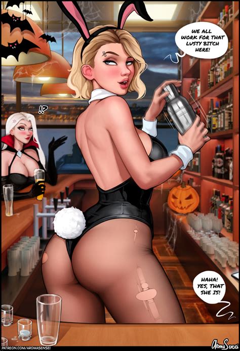 rule 34 2girls alternate breast size aroma sensei ass bartender big ass bubble butt bunny ears