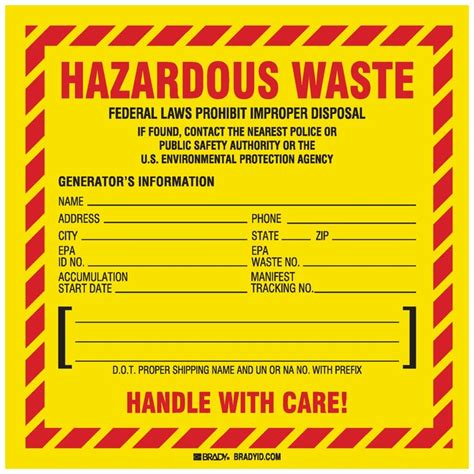 Brady Hazardous Waste Federal Law Prohibits Improper Disposal Etc