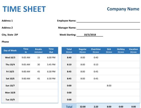 Personal Time Off Tracking Spreadsheet — Db