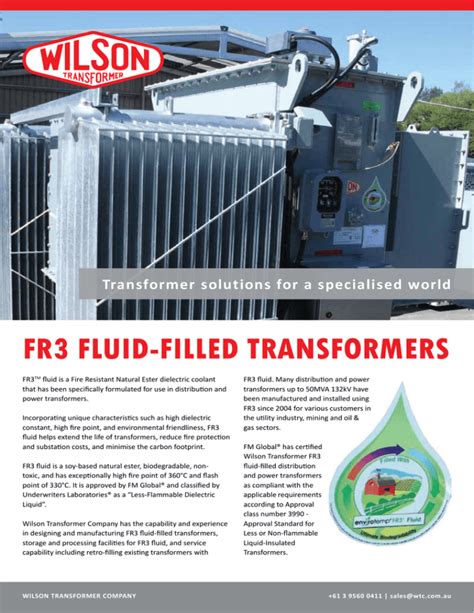 Fr3 Fluid Filled Transformers