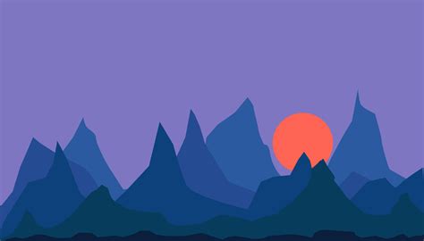 Arts Sunset In The Mountains Rminimalism