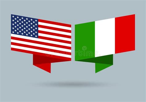 Usa And Italy Flags Italian And American National Symbols Vector