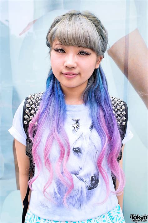 Aspiring Japanese Singer W Dip Dye Hair And Clear Backpack In Harajuku