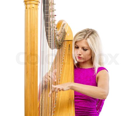 Woman With Harp Stock Image Colourbox