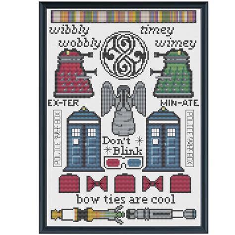 Doctor Who Sampler Cross Stitch Digital Pattern Etsy Geek Cross