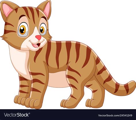 Smiling Cat Cartoon Isolated On White Background Vector Image