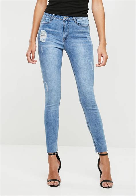 Sinner Clean Distressed Skinny Light Blue Missguided Jeans