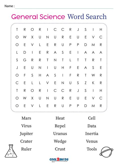 Printable Science Word Search Cool2bkids