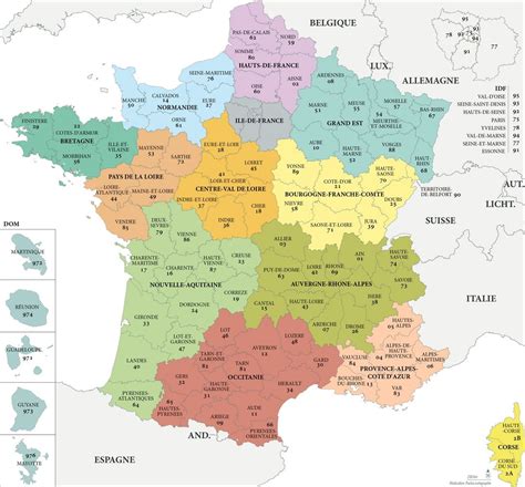 Carte de france sur le tourisme par département. Carte de France Régions et départements
