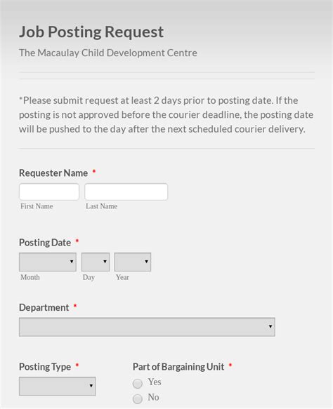 job posting request form template jotform