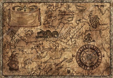 Старинная пиратская карта Старая пиратская карта — Стоковое фото