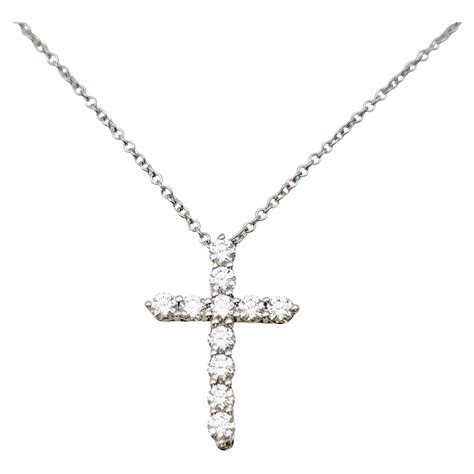 Tiffany And Co Jean Schlumberger Diamond Cross Platinum Gold Pendant Necklace At 1stdibs