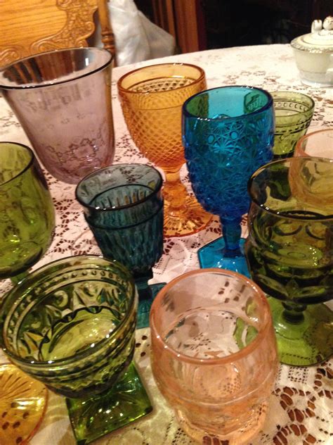 Vintage Goblets Rainbow Colorful Drinkware Glassware Indiana Glass Vintage Dishes Vintage