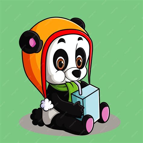 Premium Vector Playful Panda Bear Baby With Bamboo Cartoon Vector