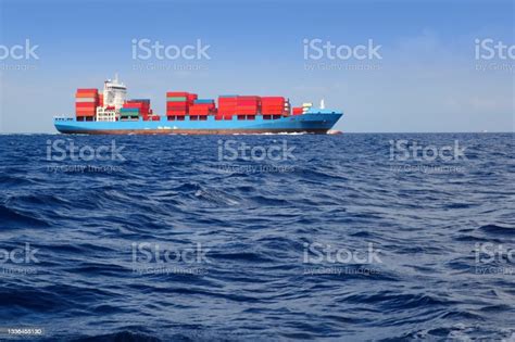 Sea Cargo Merchant Ship Sailing Blue Ocean Stock Photo Download Image