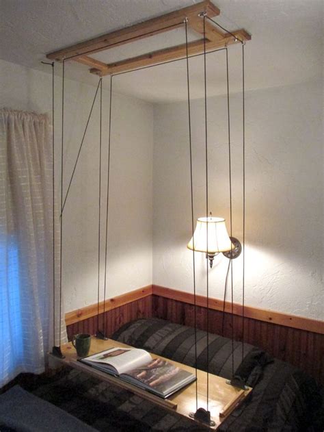 The available ceiling hanging bed will empower you. Paracord and Pulley Hanging Table | Platform, Furniture ...