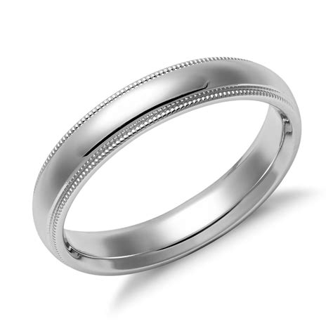 Milgrain Comfort Fit Wedding Ring In 14k White Gold 4mm Blue Nile