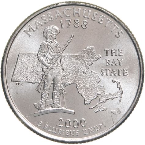 2000 P State Quarter Massachusetts Bu Cn Clad Us Coin Daves