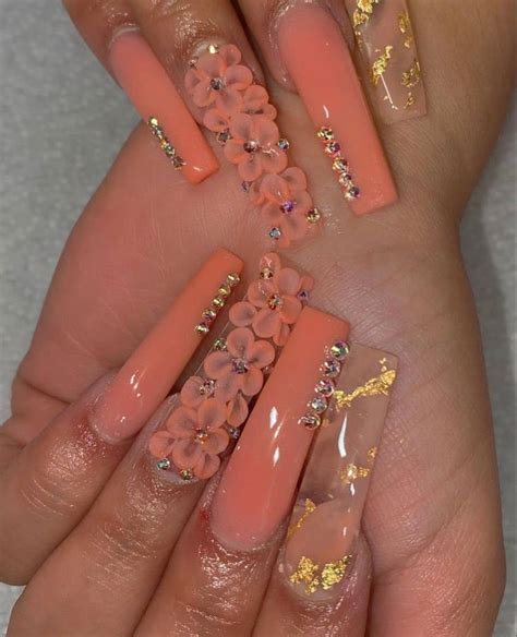 Dang These Nails Is So Pretty💅🏾 Orange Acrylic Nails Long Acrylic