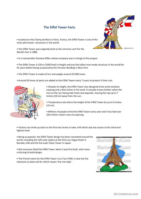 The Eiffel Tower Facts English Esl Worksheets Pdf And Doc