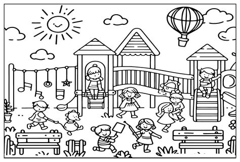 Playground Coloring Page To Print Coloring Online Free
