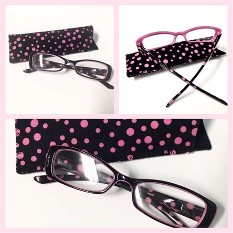 Accessories Reading Glasses Pink Black Polka Dot With Case Poshmark