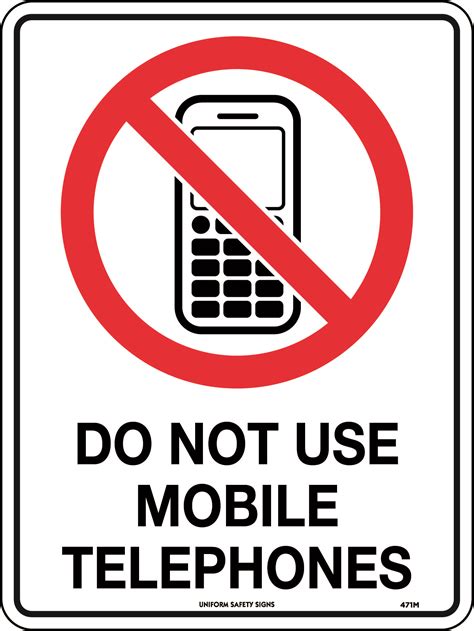 Do Not Use Mobile Telephones Uniform Safety Signs