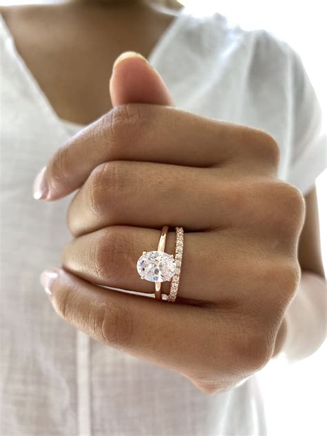 2 Ct Classic Oval Solitaire Bridal Set In Rose Gold Jadorelli