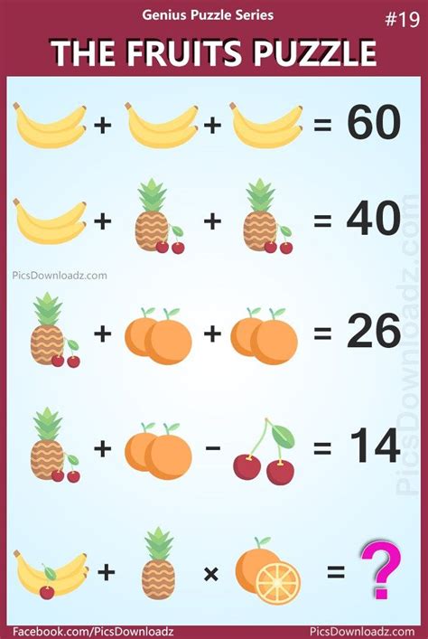 The Fruits Puzzle: Genius Puzzle Series #19 (Banana, Orange, Pineapple