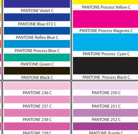 Sublimation Spot Color Chartsdigital Download Printable Color Chart