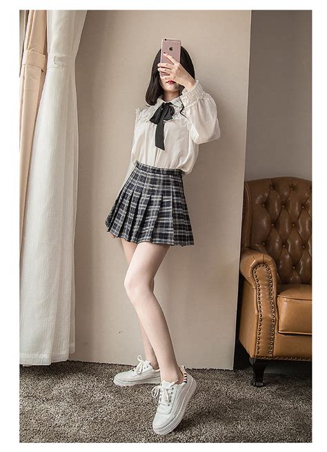 Skirt New Korean Zipper High Waist School Girl Plaid Skirt Outfit Cute Skirt Outfits Cute