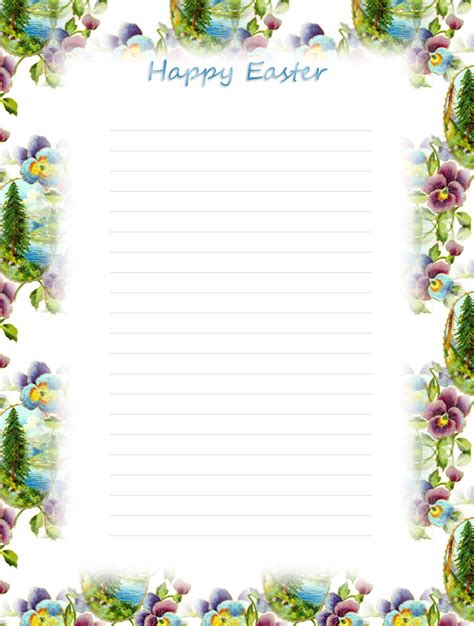 Simply cut around the outer border, then fold along the dotted lines to assemble your card. FREE Printable Lined Easter Stationery | Easter printables ...