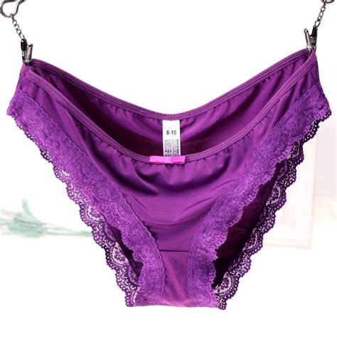 Uk Size Plus Size High Quality Womens Briefs Purple Panties Lace Trim Lady Underwear Uk 8 10
