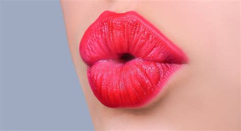 girl kissing female lips kiss natural beauty lip care female lips with pink lipstick stock