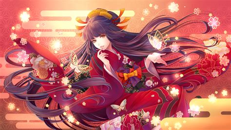 Wallpaper Kimono Long Hair Anime Girls 1920x1080 Crapaud