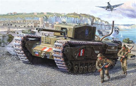 Photo Tanks Soldier Churchill Mk Iii Painting Art Army
