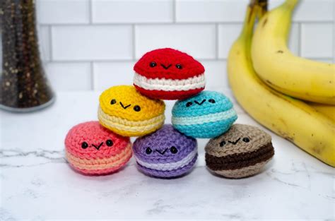 Crochet Macarons Custom Cute Amigurumi Toy Yarn Sweet Cookie Etsy