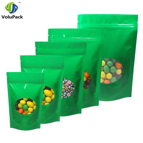 Various Sizes 100pc Glossy Green Aluminum Foil Mylar Package Bags With