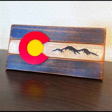 Rustic Wood Colorado Flag Cu Boulder Etsy
