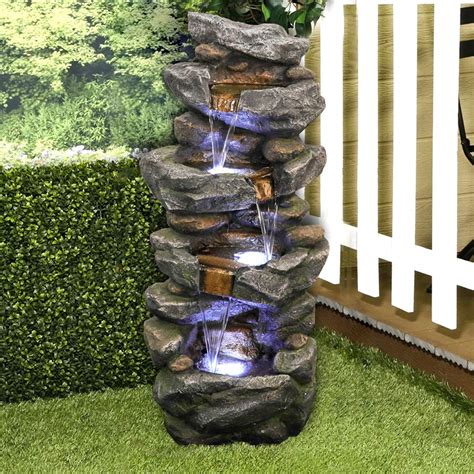 Buy Sunjet 40in Outdoor Water Fountain With Led Lights 4 Tier