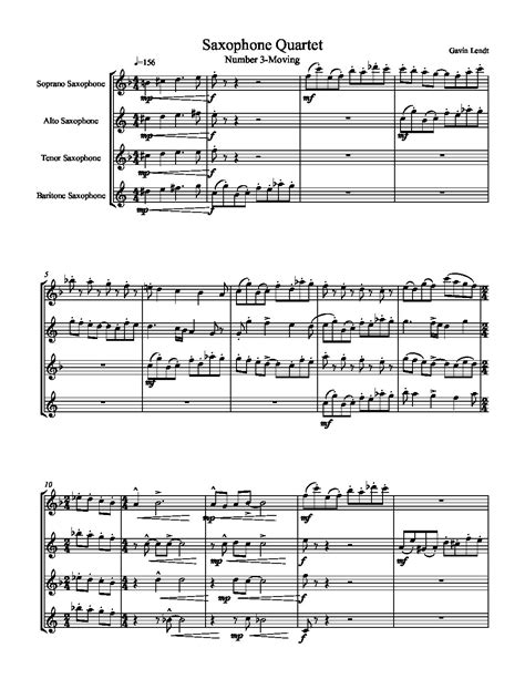 Saxophone Quartet Music By Gavin Lendt