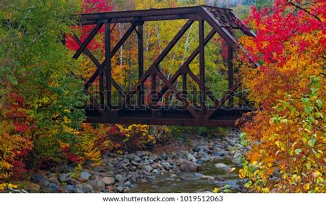Train Trestle Crossing New England Stream Stock Photo 1019512063