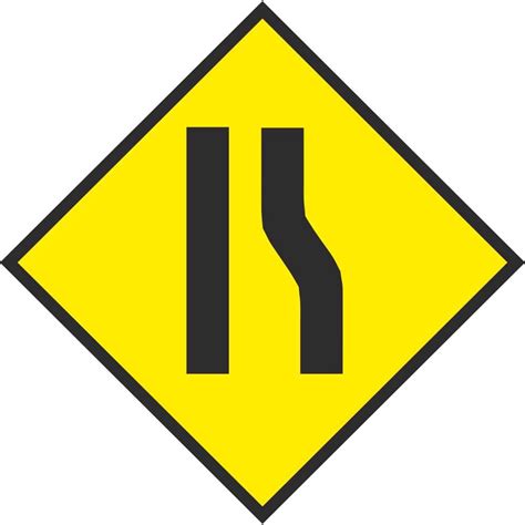 W 070r Road Narrows On Right Road Warning Signs Ireland