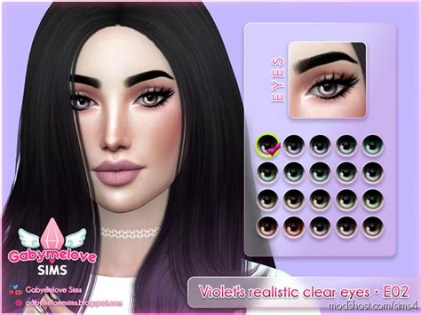 Violets Realistic Clear Eyes E02 Contact And Default Sims 4 Mod