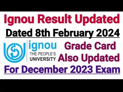 Ignou Result Update Ignou Grade Card Updated Dated 8th Feb 2024 YouTube