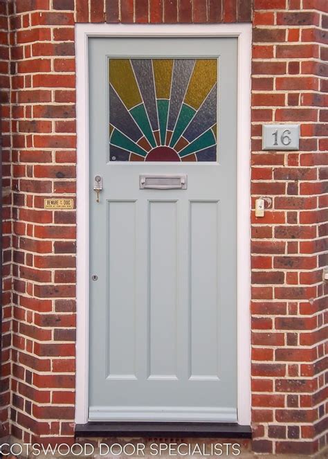 1920s Front Door With Art Deco Sunrise Leaded Glass Cotswood Doors
