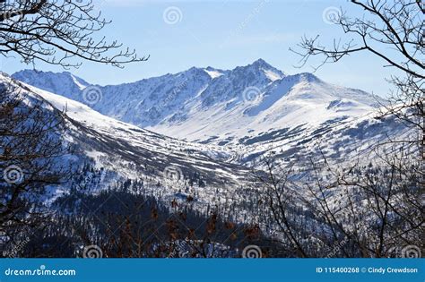 Wintry Snow Capped Peak In Alaska Stock Photo Image Of Wild Outdoors