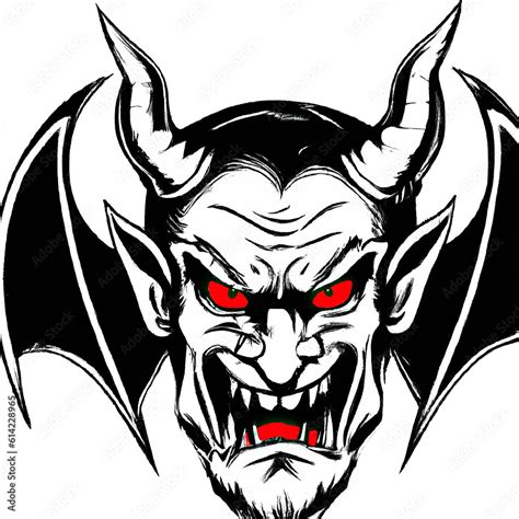 Horror Devil Demon With Wings And Horns And Scary Red Eyes Isolated Png