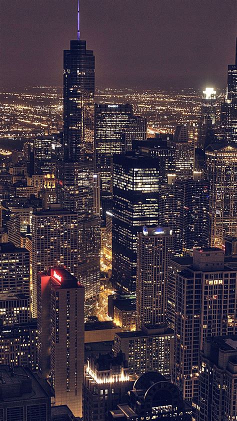 Chicago City Aertial View Night Iphone 6 Plus Hd Wallpaper Whatsapp
